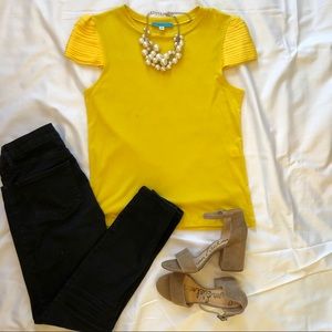 Alice + Olivia Pleated Cap Sleeve Tee